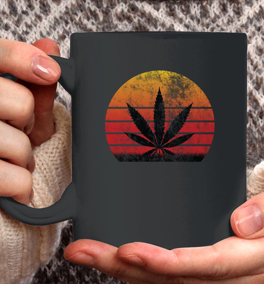 Sun Vintage Marijuana Weed Cannabis Leaf Retro Coffee Mug