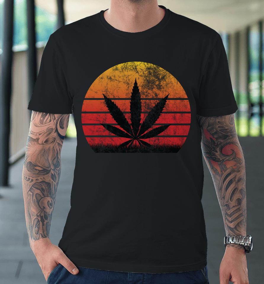 Sun Vintage Marijuana Weed Cannabis Leaf Retro Premium T-Shirt