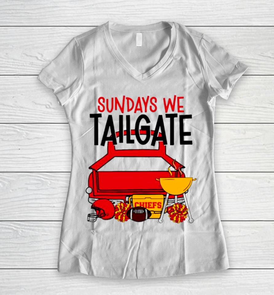 Sundays We Tailgate Chiefs Women V-Neck T-Shirt