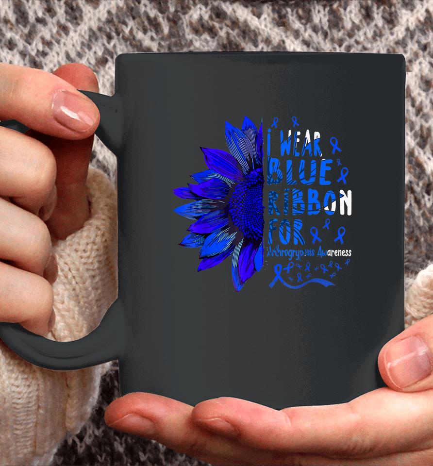 Sunflower I Wear Blue Ribbon For Arthrogryposis Awareness Coffee Mug