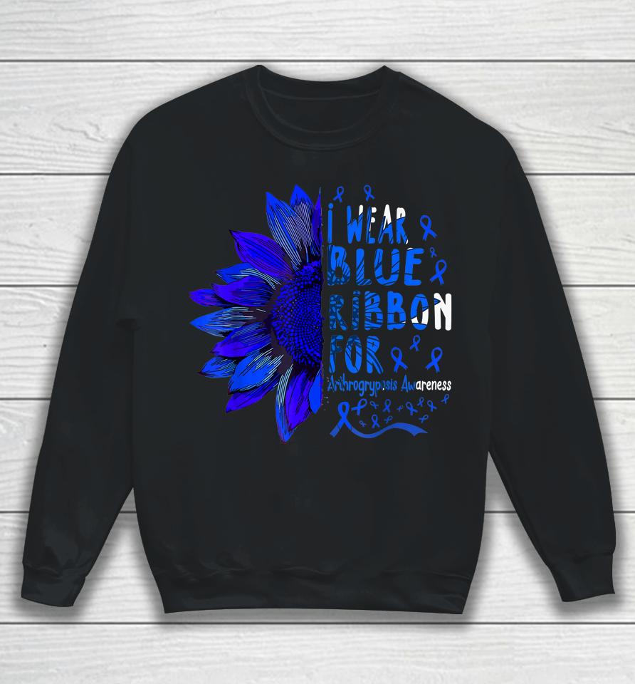 Sunflower I Wear Blue Ribbon For Arthrogryposis Awareness Sweatshirt