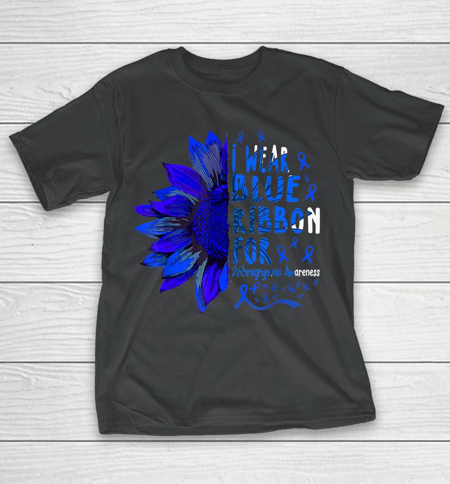 Sunflower I Wear Blue Ribbon For Arthrogryposis Awareness T-Shirt