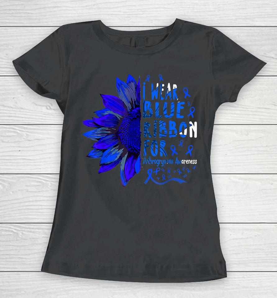 Sunflower I Wear Blue Ribbon For Arthrogryposis Awareness Women T-Shirt