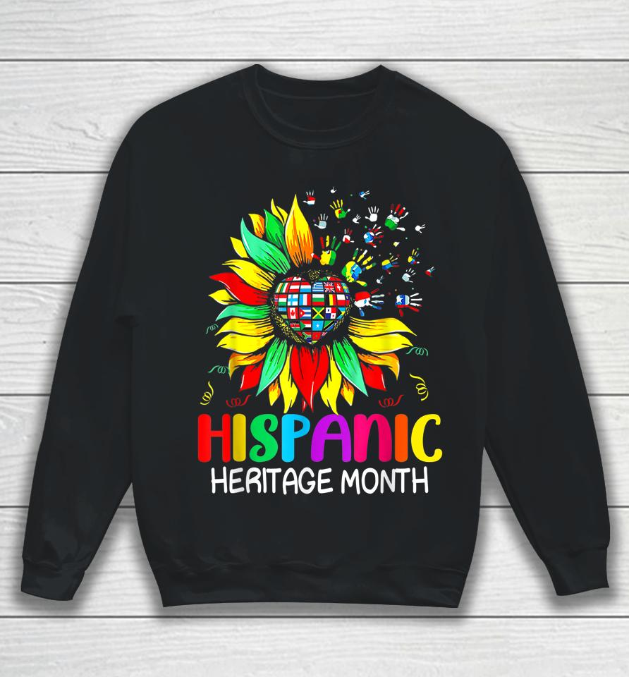 Sunflower Latin Countries Flags Hispanic Heritage Month Sweatshirt