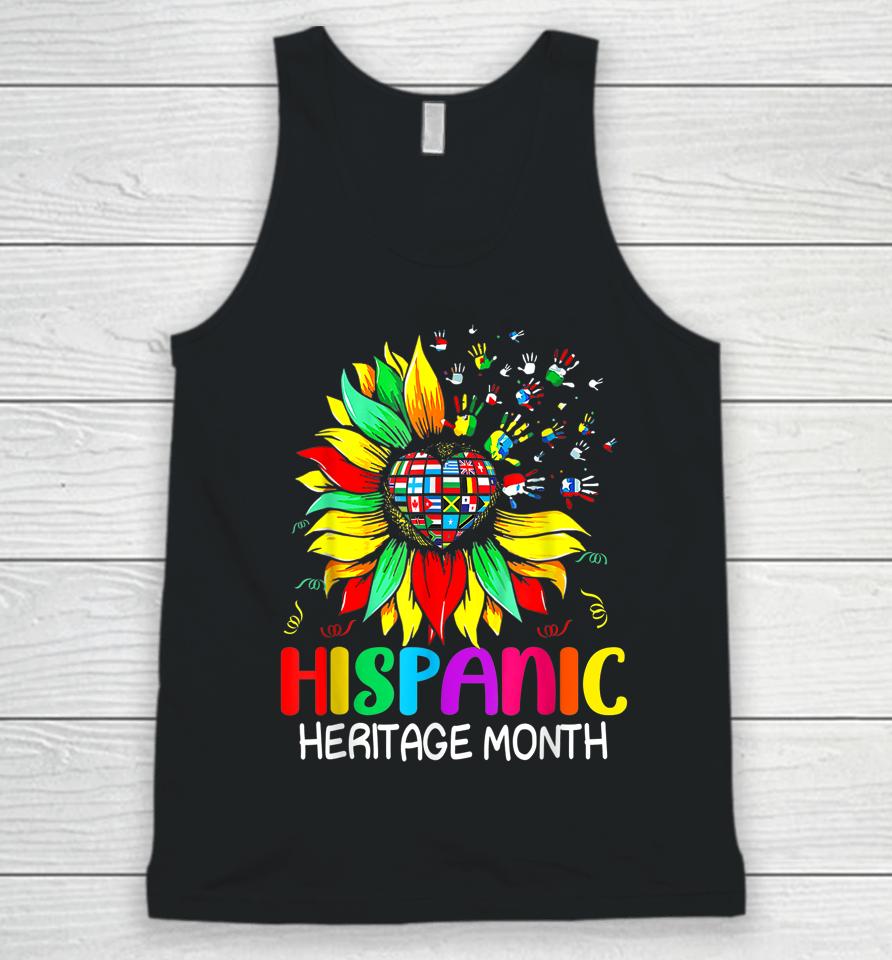 Sunflower Latin Countries Flags Hispanic Heritage Month Unisex Tank Top