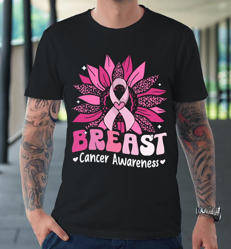 Sunflower Pink Breast Cancer Awareness Women Warrior Premium T-Shirt
