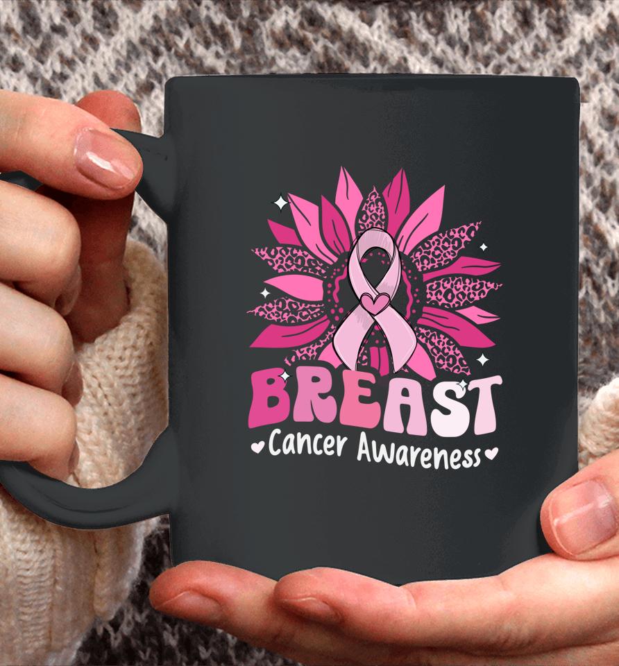 Sunflower Pink Breast Cancer Awareness Women Warrior Coffee Mug