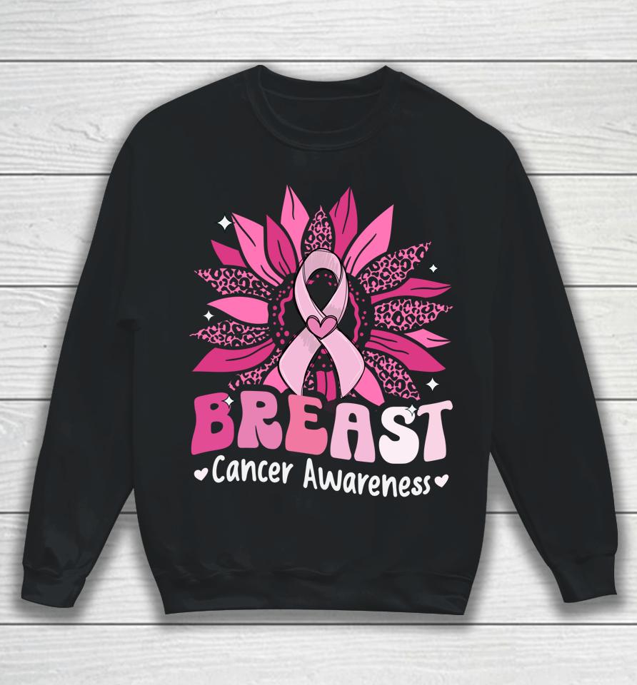 Sunflower Pink Breast Cancer Awareness Women Warrior Sweatshirt