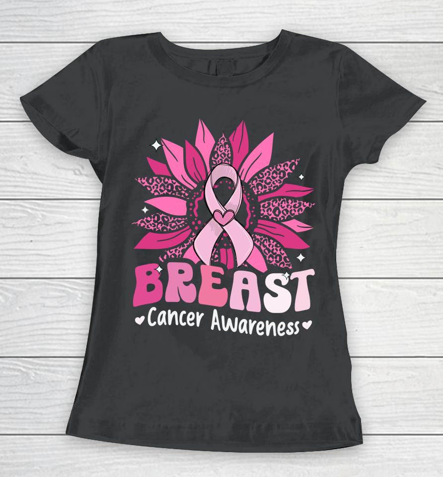 Sunflower Pink Breast Cancer Awareness Women Warrior Women T-Shirt