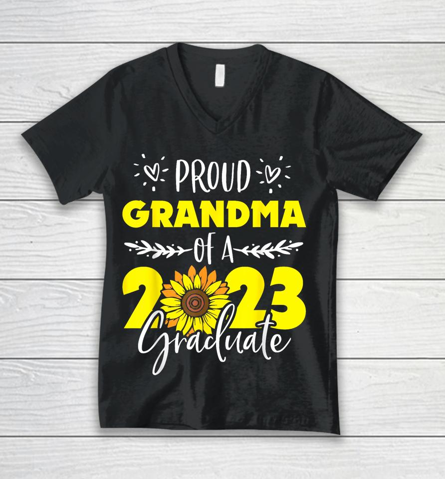 Sunflower Proud Grandma Of Graduate 2023 Graduation Family Unisex V-Neck T-Shirt