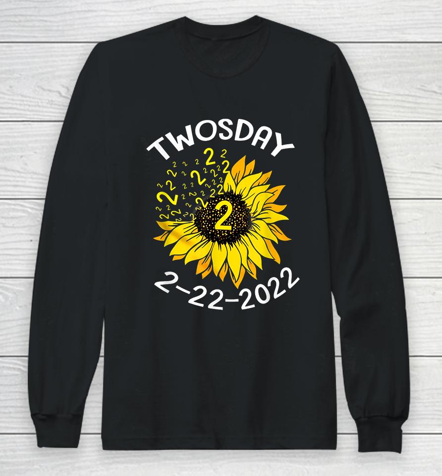 Sunflower Tuesday February 22Nd 2022 Funny Math Teacher Long Sleeve T-Shirt