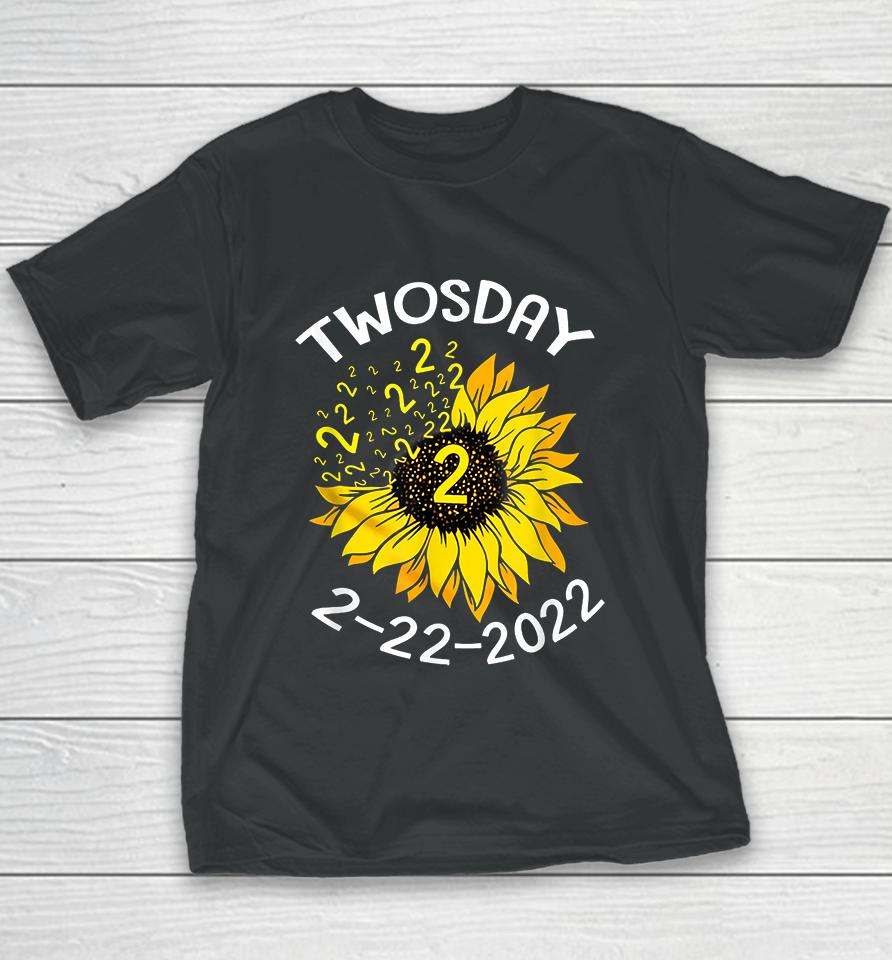 Sunflower Tuesday February 22Nd 2022 Funny Math Teacher Youth T-Shirt