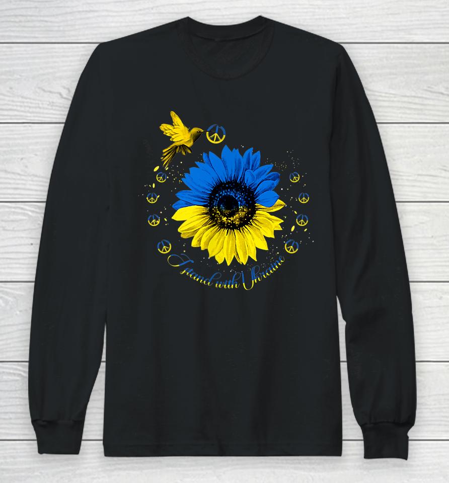 Sunflower Ukrainian Bird Ukraine I Stand With Ukraine Peace Long Sleeve T-Shirt