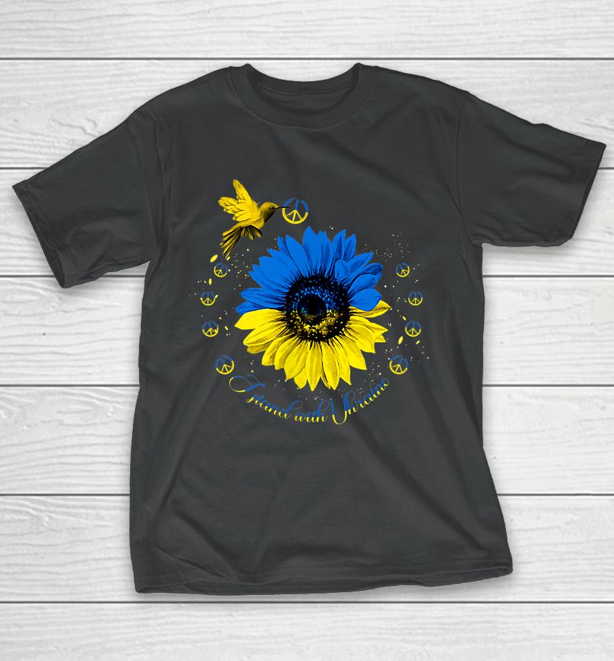 Sunflower Ukrainian Bird Ukraine I Stand With Ukraine Peace T-Shirt