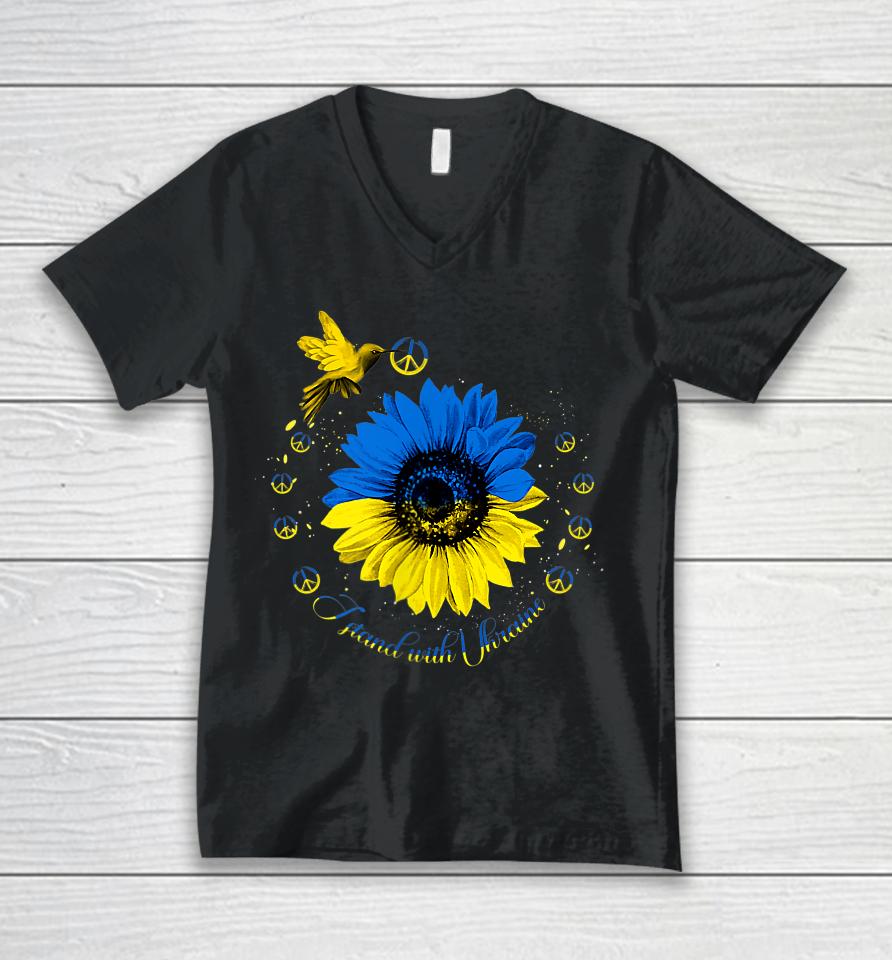 Sunflower Ukrainian Bird Ukraine I Stand With Ukraine Peace Unisex V-Neck T-Shirt