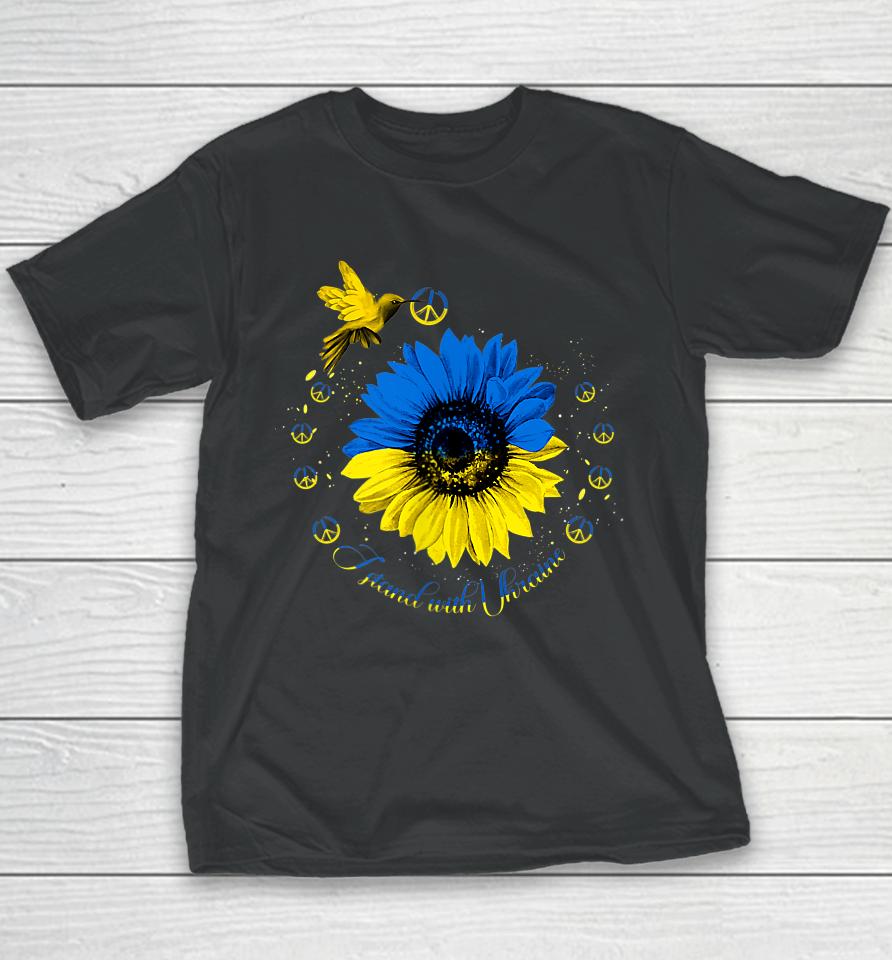 Sunflower Ukrainian Bird Ukraine I Stand With Ukraine Peace Youth T-Shirt