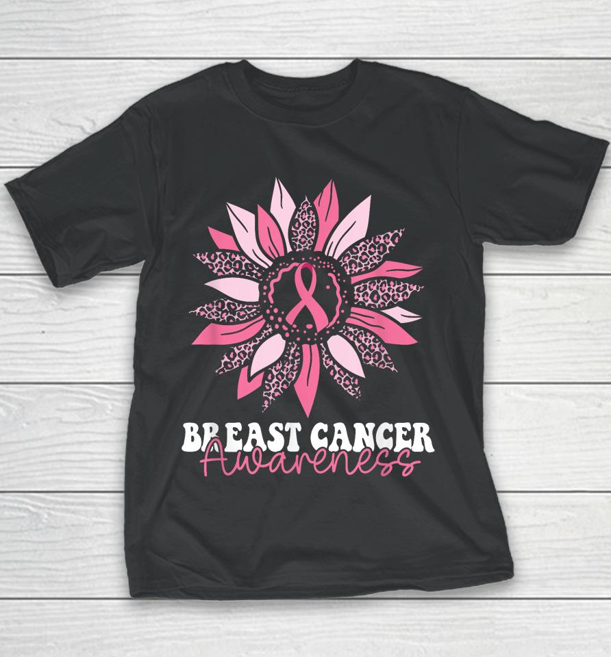 Sunflower Wear Pink Breast Cancer Awareness Women Warrior Youth T-Shirt