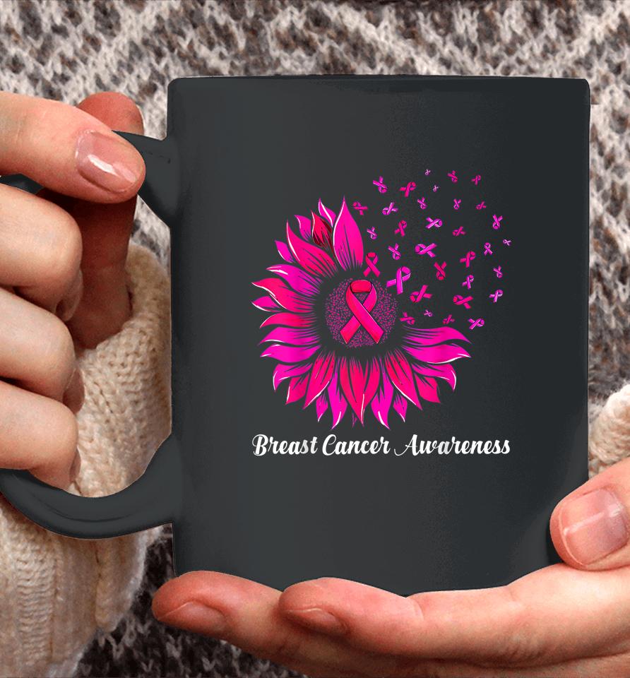 Sunflower Wear Pink Breast Cancer Awareness Women Warrior Coffee Mug