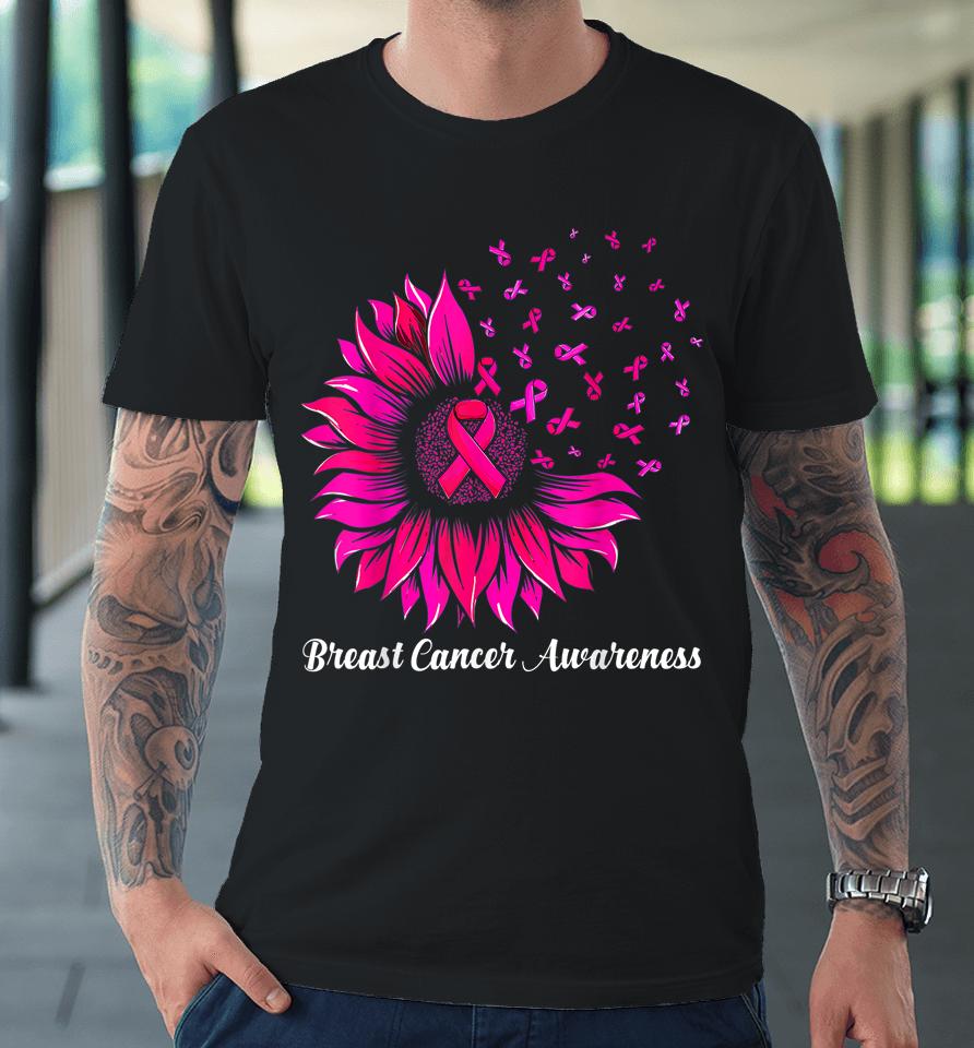 Sunflower Wear Pink Breast Cancer Awareness Women Warrior Premium T-Shirt