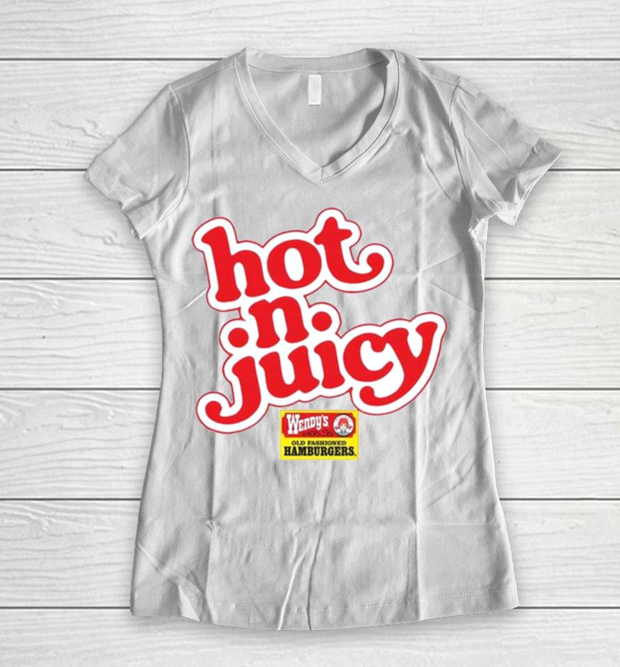 Super 70S Sports Wendy’s Hot N Juicy Women V-Neck T-Shirt