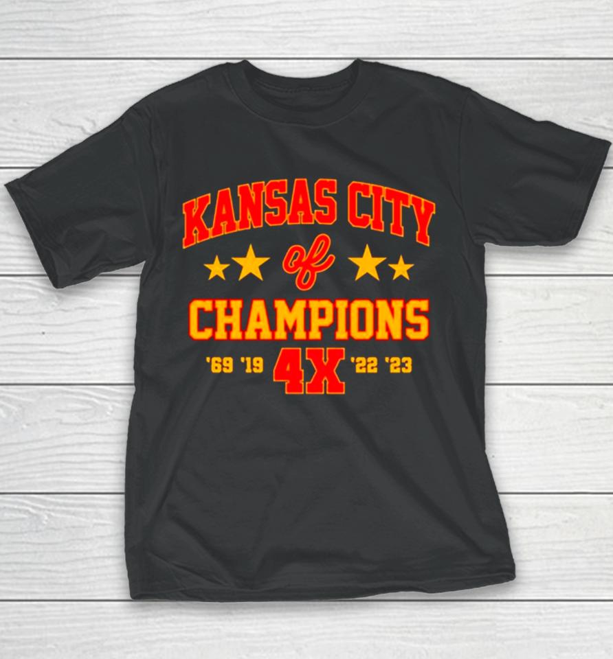 Super Bowl Champions 4X Kansas City Chiefs Youth T-Shirt