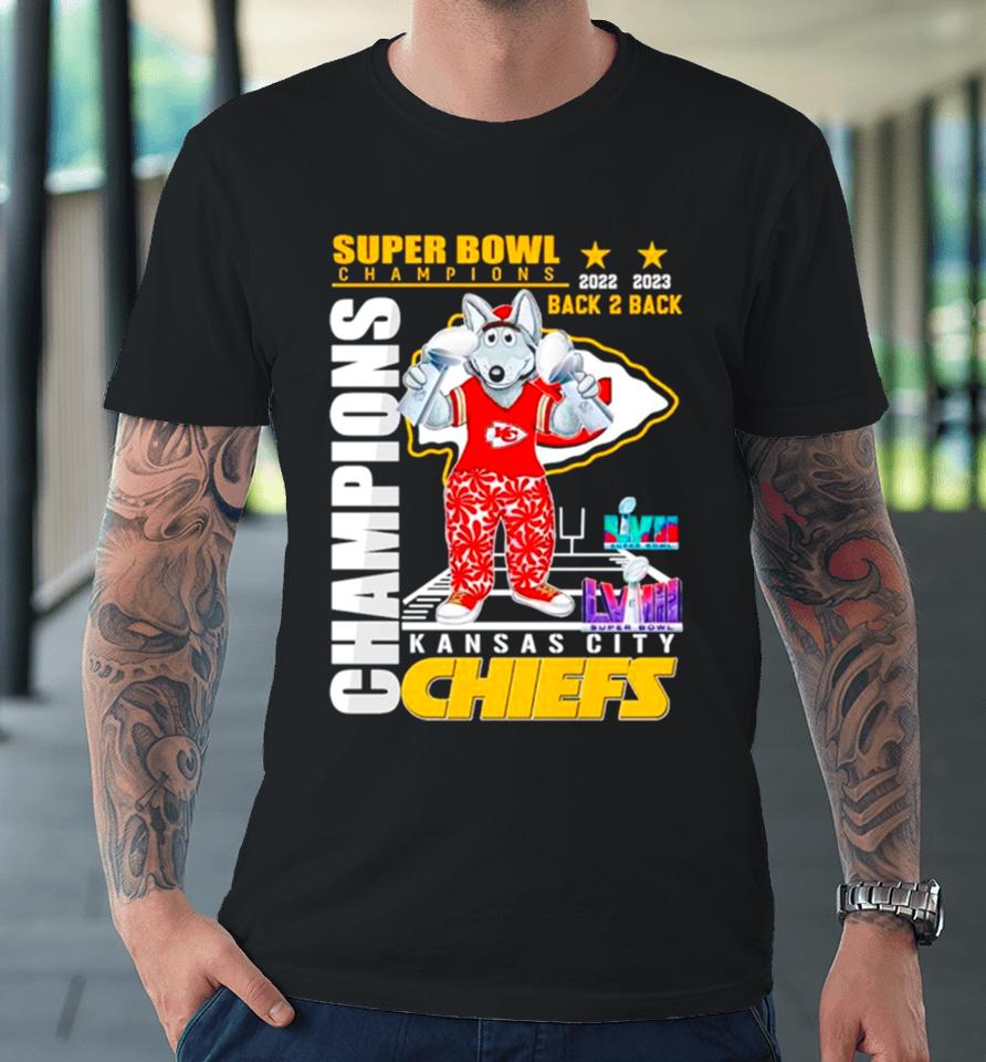 Super Bowl Champions Back 2 Back Kansas City Chiefs Mascot Premium T-Shirt