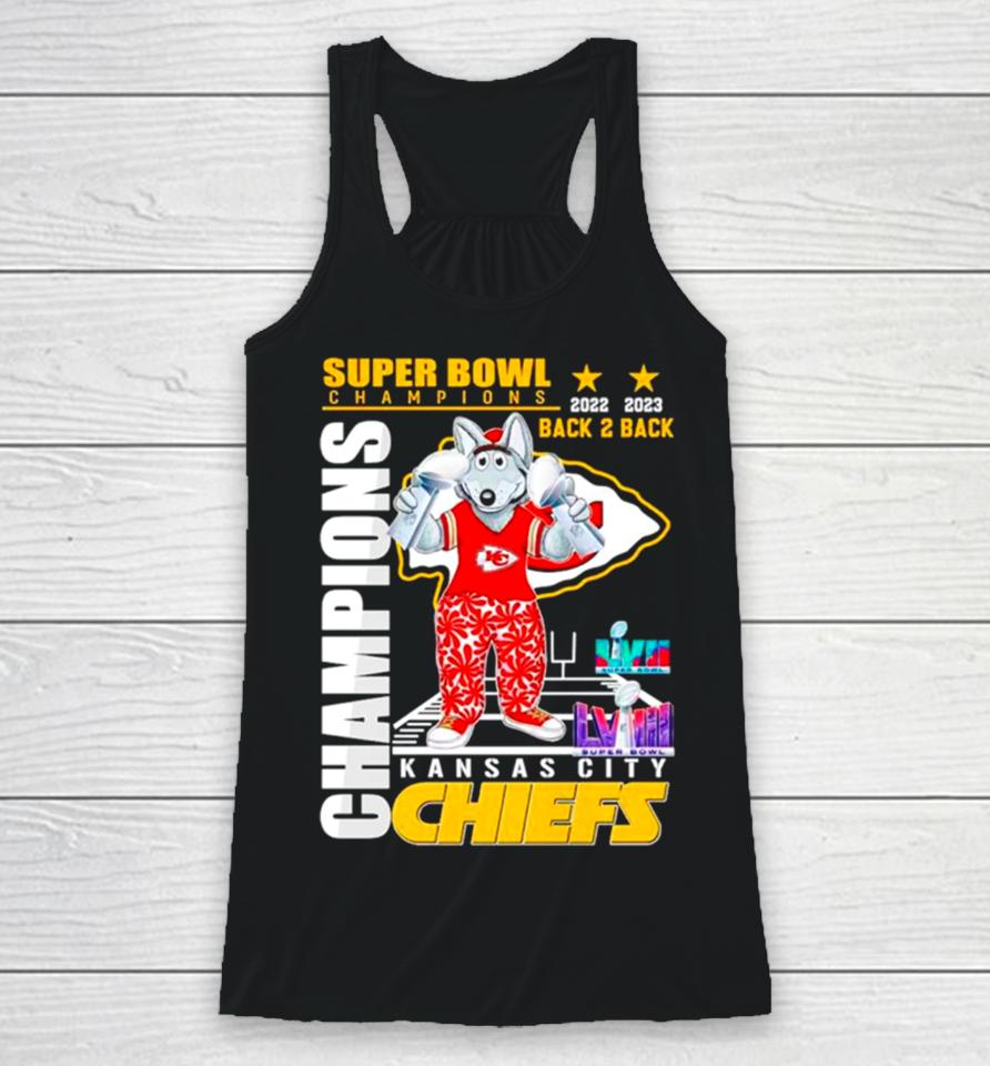 Super Bowl Champions Back 2 Back Kansas City Chiefs Mascot Racerback Tank