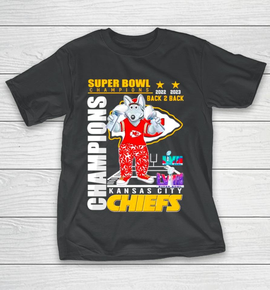 Super Bowl Champions Back 2 Back Kansas City Chiefs Mascot T-Shirt