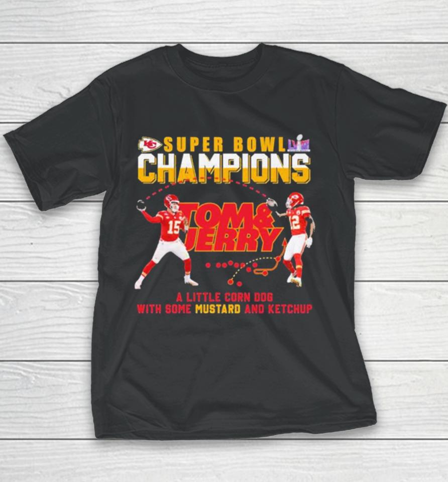 Super Bowl Champions Travis Kelce And Patrick Mahomes Tom And Jerry Youth T-Shirt