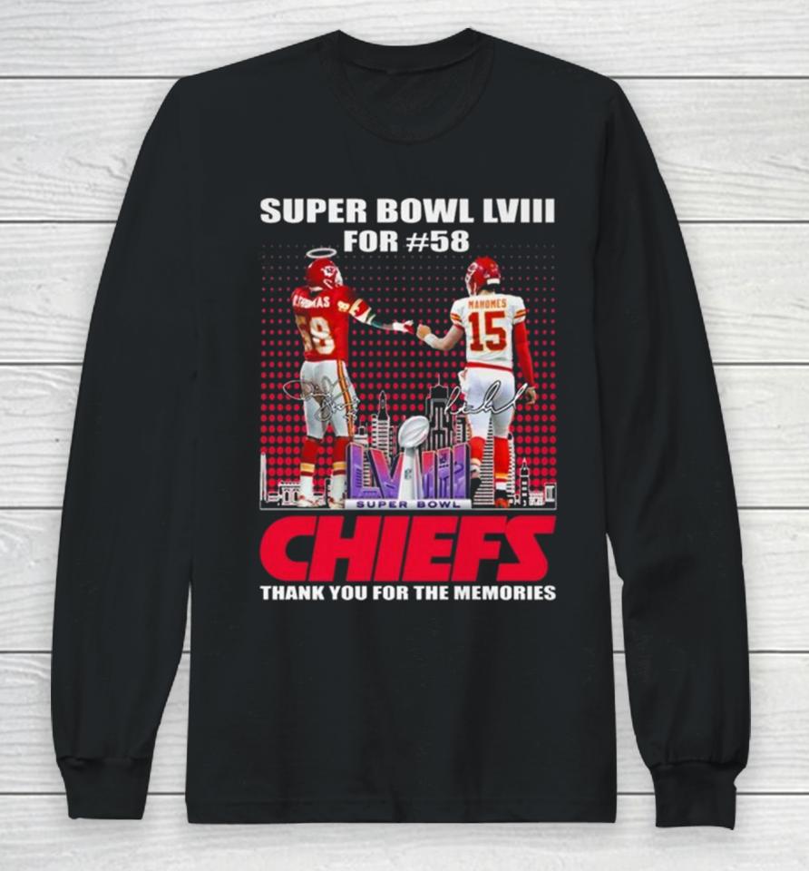 Super Bowl Lviii For #58 Kansas City Chiefs Thank You For The Memories Signatures Long Sleeve T-Shirt