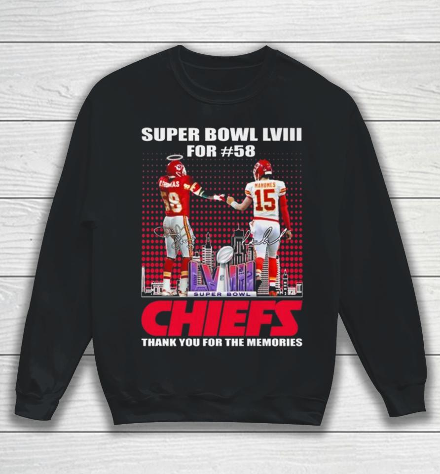 Super Bowl Lviii For #58 Kansas City Chiefs Thank You For The Memories Signatures Sweatshirt