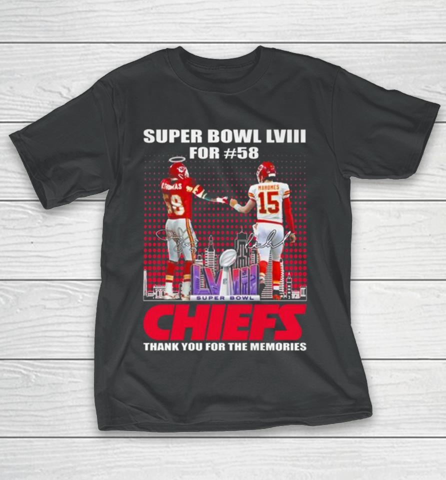 Super Bowl Lviii For #58 Kansas City Chiefs Thank You For The Memories Signatures T-Shirt