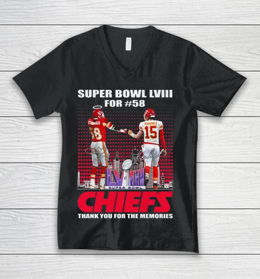 Super Bowl Lviii For #58 Kansas City Chiefs Thank You For The Memories Signatures Unisex V-Neck T-Shirt