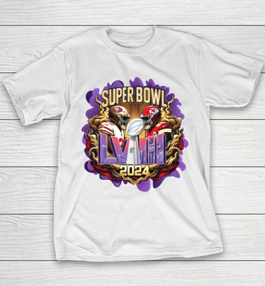 Super Bowl Lviii Trophy San Francisco 49Ers Kansas City Chiefs Youth T-Shirt