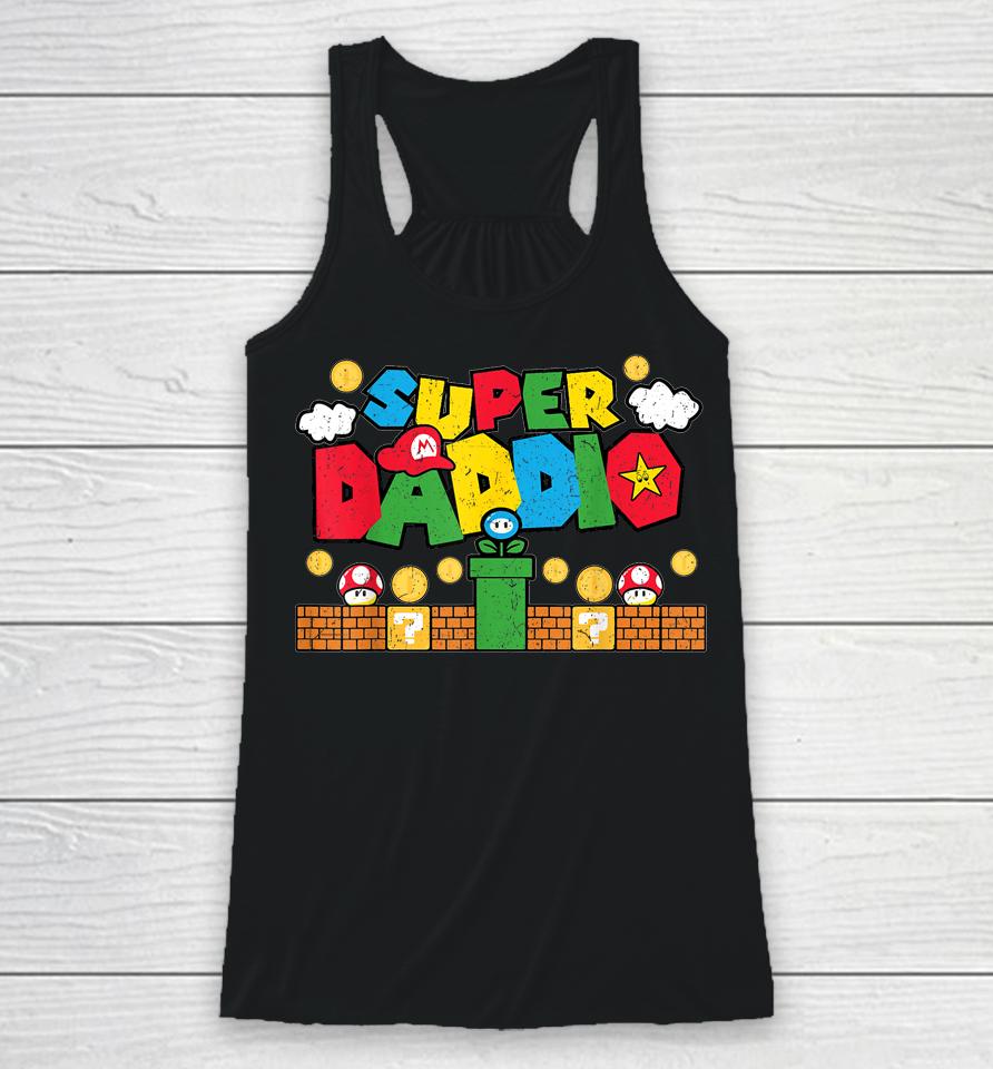 Super Dad Father's Day Gamer Daddy Super Daddio Racerback Tank