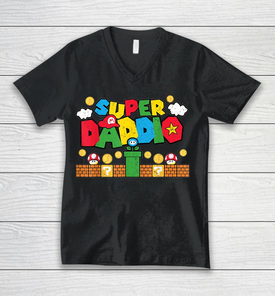 Super Dad Father's Day Gamer Daddy Super Daddio Unisex V-Neck T-Shirt