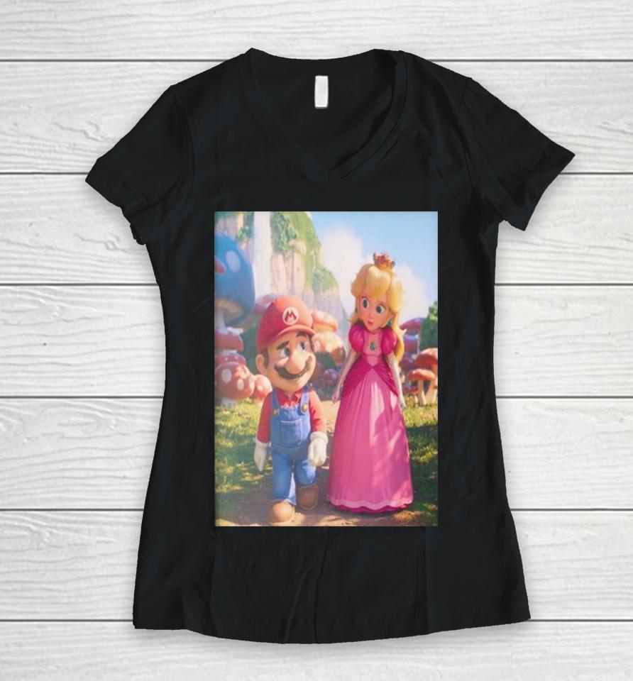 Super Mario Bros Movie Is In The Works In Theaters On April 3 2026 Women V-Neck T-Shirt