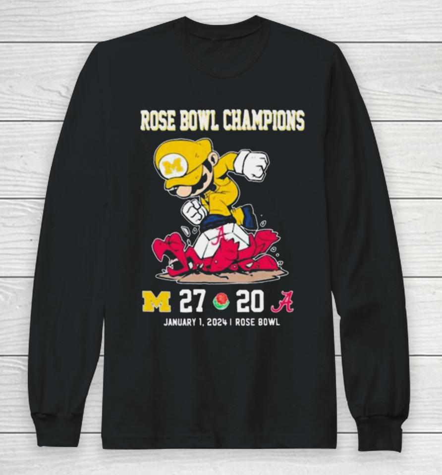 Super Mario Michigan Wolverines Stomp On Alabama Crimson Tide Rose Bowl Champions Long Sleeve T-Shirt