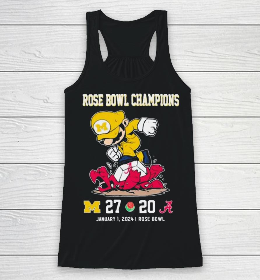 Super Mario Michigan Wolverines Stomp On Alabama Crimson Tide Rose Bowl Champions Racerback Tank