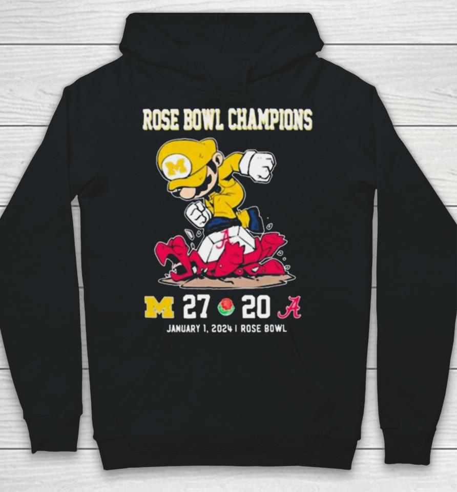 Super Mario Michigan Wolverines Stomp On Alabama Crimson Tide Rose Bowl Champions Hoodie