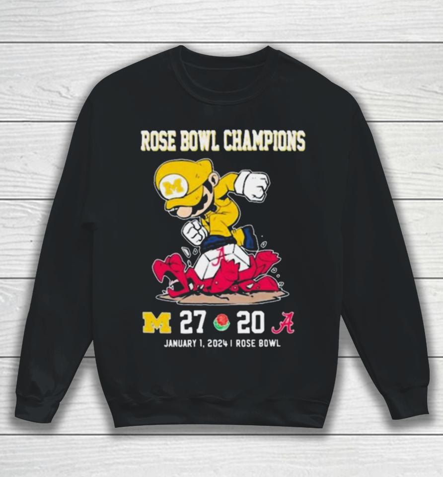 Super Mario Michigan Wolverines Stomp On Alabama Crimson Tide Rose Bowl Champions Sweatshirt
