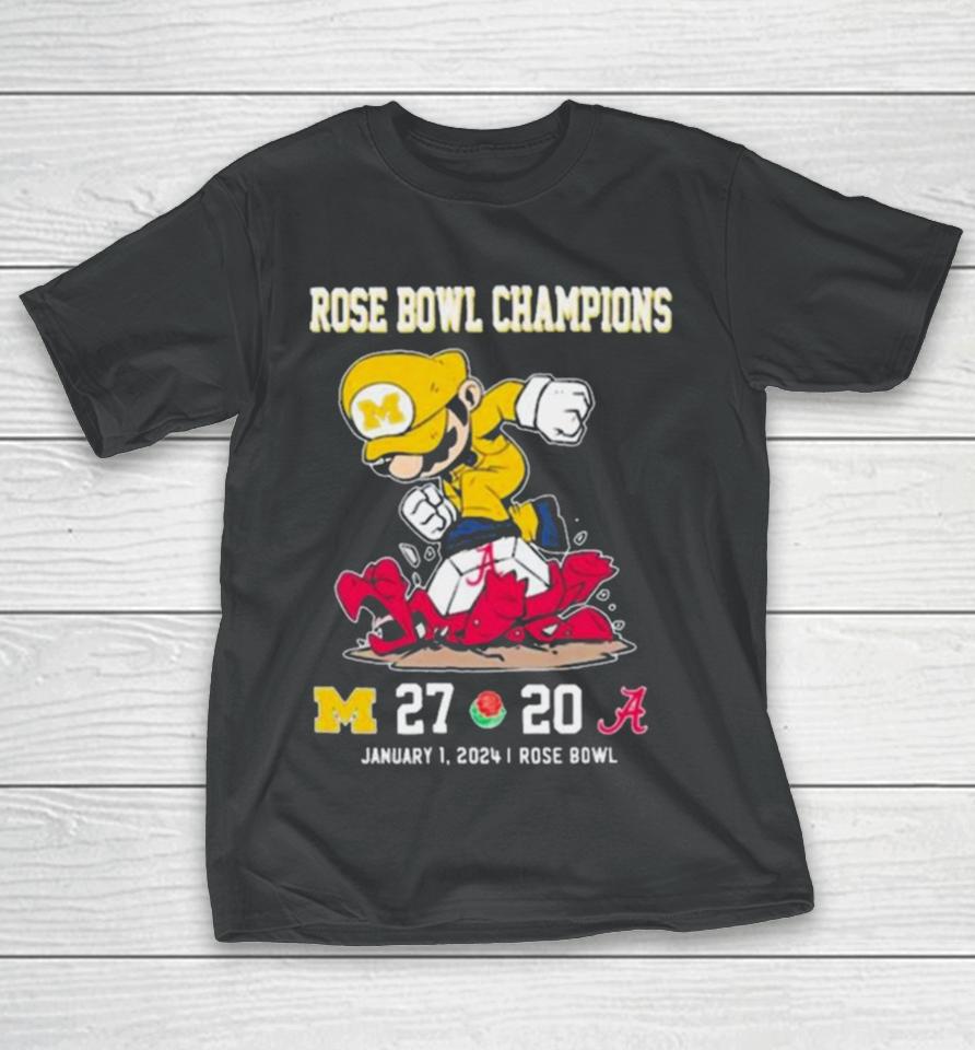 Super Mario Michigan Wolverines Stomp On Alabama Crimson Tide Rose Bowl Champions T-Shirt