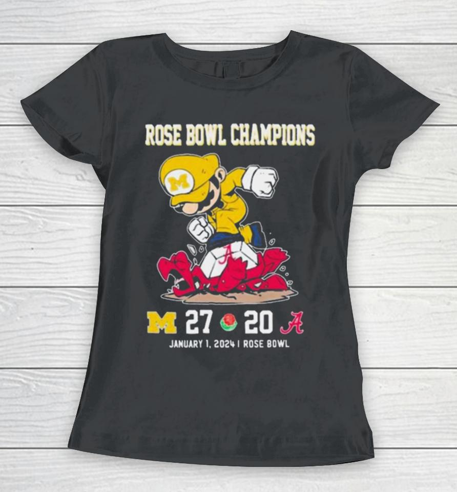 Super Mario Michigan Wolverines Stomp On Alabama Crimson Tide Rose Bowl Champions Women T-Shirt