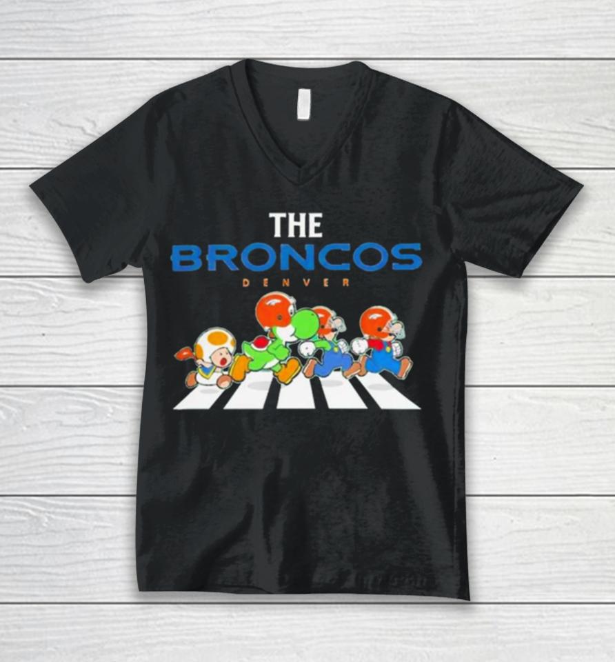 Super Mario The Denver Broncos For Sports Fan Unisex V-Neck T-Shirt