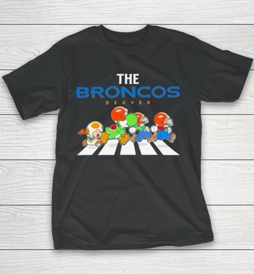 Super Mario The Denver Broncos For Sports Fan Youth T-Shirt