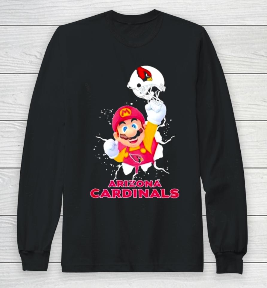 Super Mario X Nfl Arizona Cardinals Football Long Sleeve T-Shirt