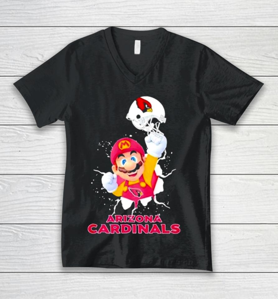 Super Mario X Nfl Arizona Cardinals Football Unisex V-Neck T-Shirt