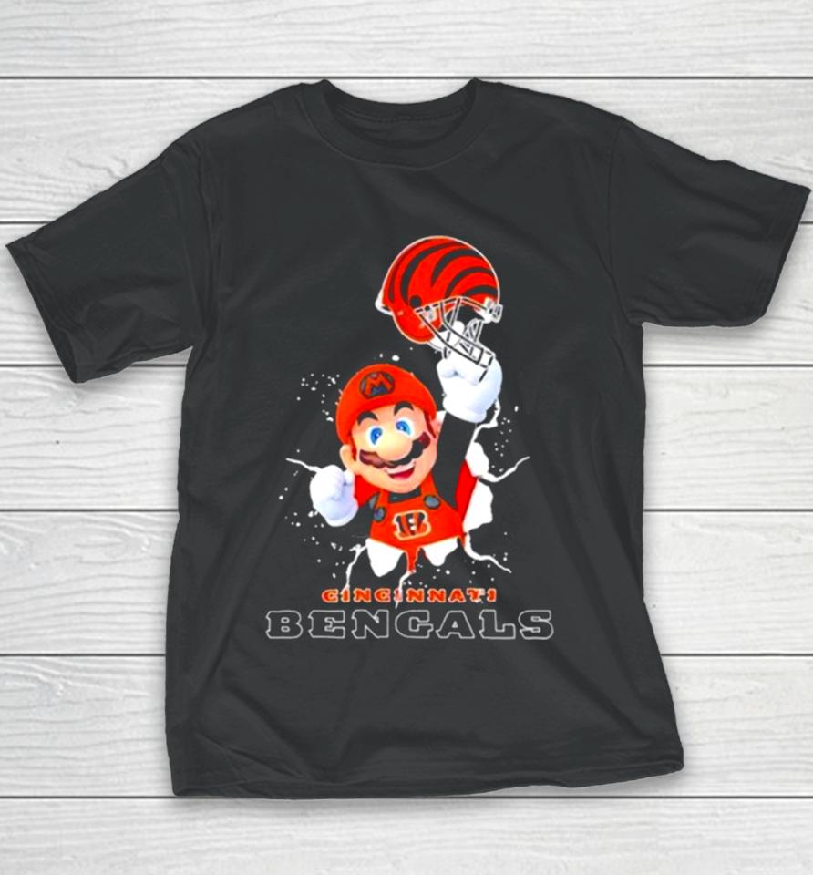 Super Mario X Nfl Cincinnati Bengals Football Youth T-Shirt