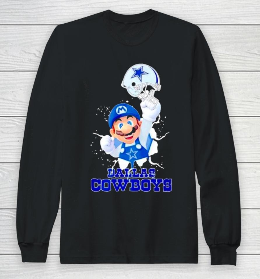 Super Mario X Nfl Dallas Cowboys Football Long Sleeve T-Shirt