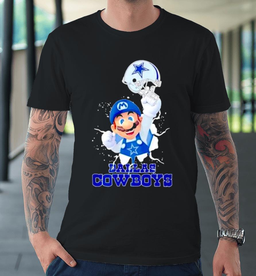 Super Mario X Nfl Dallas Cowboys Football Premium T-Shirt